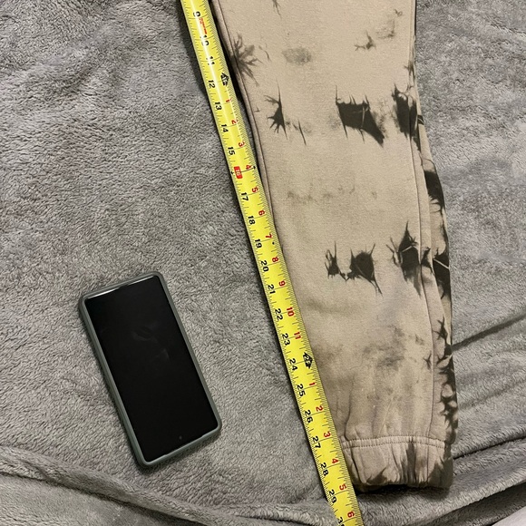 Men’s Tie Dye Jogger Sweatpants Beige Green Elastic Waist Drawstring - Picture 9 of 11